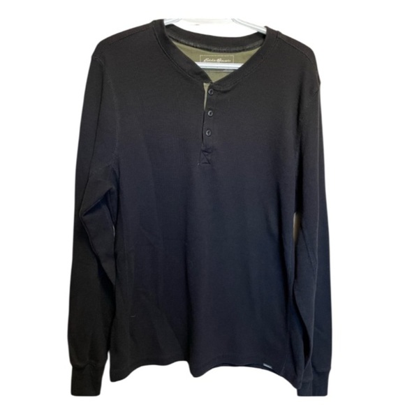 Eddie Bauer Black Long Sleeve Waffle Shirt Men’s Large - Picture 1 of 6